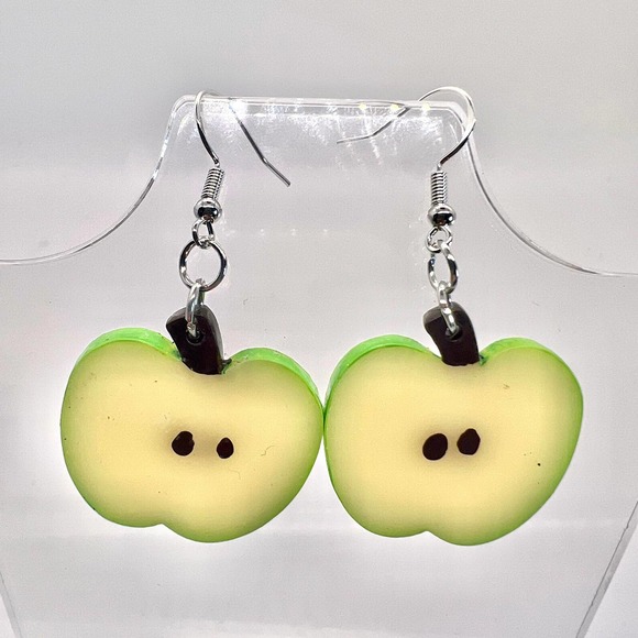 Handmade Jewelry - Apple Slice Earrings - Teacher Earrings - School Earrings - Summer Fruit Earring